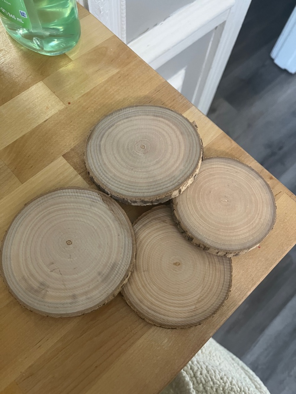 Natural Wood Slice Coasters - Rustic Round Birch Coasters (Set of 4)